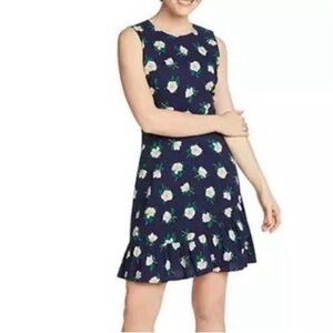 Draper James Navy Magnolia Dress Cottagecore Floral Sleeveless Ruffled Size 8